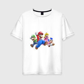 Женская футболка хлопок Oversize с принтом Mario Team в Кировске, 100% хлопок | свободный крой, круглый ворот, спущенный рукав, длина до линии бедер
 | nintendo | марио | нинтендо