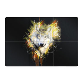 Магнитный плакат 3Х2 с принтом Волк в Кировске, Полимерный материал с магнитным слоем | 6 деталей размером 9*9 см | волк | геометрия | животные | природа | серый | собака | хищник