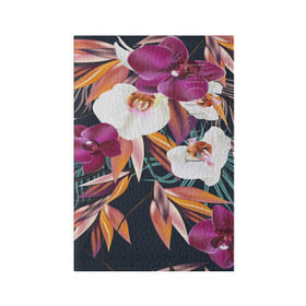 Обложка для паспорта матовая кожа с принтом Орхидея в Кировске, натуральная матовая кожа | размер 19,3 х 13,7 см; прозрачные пластиковые крепления | Тематика изображения на принте: flower | букет | краски | орхидеи | природа | текстуры | тропики | тропический | цветочки | цветы