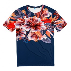 Мужская футболка 3D с принтом Цветочная мода в Кировске, 100% полиэфир | прямой крой, круглый вырез горловины, длина до линии бедер | flower | букет | краски | орхидеи | природа | текстуры | тропики | тропический | цветочки | цветы