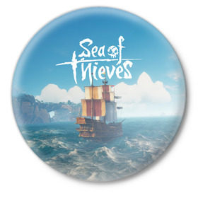 Значок с принтом Sea of Thieves в Кировске,  металл | круглая форма, металлическая застежка в виде булавки | pirates | sea of thieves | пираты