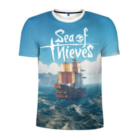 Мужская футболка 3D спортивная с принтом Sea of Thieves в Кировске, 100% полиэстер с улучшенными характеристиками | приталенный силуэт, круглая горловина, широкие плечи, сужается к линии бедра | pirates | sea of thieves | пираты