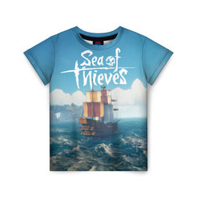 Детская футболка 3D с принтом Sea of Thieves в Кировске, 100% гипоаллергенный полиэфир | прямой крой, круглый вырез горловины, длина до линии бедер, чуть спущенное плечо, ткань немного тянется | Тематика изображения на принте: pirates | sea of thieves | пираты