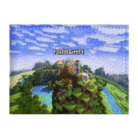 Обложка для студенческого билета с принтом Максим - Minecraft в Кировске, натуральная кожа | Размер: 11*8 см; Печать на всей внешней стороне | крипер | майнкрафт