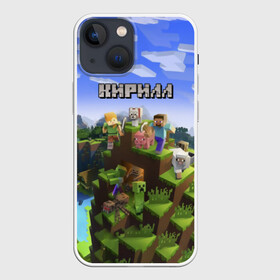 Чехол для iPhone 13 mini с принтом Кирилл   Minecraft в Кировске,  |  | minecraft | добывать | игра | игрушка | имя | кирил | кирилл | кирюха | кирюша | киря | компьютерная | кубики | майкрафт | майн крафт | майнкрафт | пиксели | пиксель | ремесло | с именем | шахта
