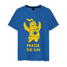 Мужская футболка хлопок с принтом Praise the sun в Кировске, 100% хлопок | прямой крой, круглый вырез горловины, длина до линии бедер, слегка спущенное плечо. | dark souls | dark souls 3