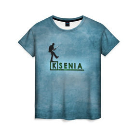 Женская футболка 3D с принтом Ксения в стиле Доктор Хаус в Кировске, 100% полиэфир ( синтетическое хлопкоподобное полотно) | прямой крой, круглый вырез горловины, длина до линии бедер | house | m.d. | бирюзовый | ксения | ксюха | ксюша