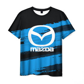 Мужская футболка 3D с принтом Mazda MOTORs Blue в Кировске, 100% полиэфир | прямой крой, круглый вырез горловины, длина до линии бедер | 