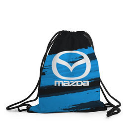 Рюкзак-мешок 3D с принтом Mazda MOTORs Blue в Кировске, 100% полиэстер | плотность ткани — 200 г/м2, размер — 35 х 45 см; лямки — толстые шнурки, застежка на шнуровке, без карманов и подкладки | Тематика изображения на принте: 