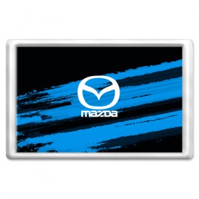 Магнит 45*70 с принтом Mazda MOTORs Blue в Кировске, Пластик | Размер: 78*52 мм; Размер печати: 70*45 | Тематика изображения на принте: 