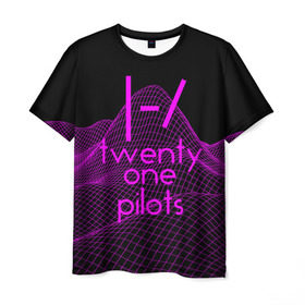 Мужская футболка 3D с принтом twenty one pilots neon music в Кировске, 100% полиэфир | прямой крой, круглый вырез горловины, длина до линии бедер | группа | инди поп | синти поп