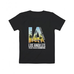Детская футболка хлопок с принтом Лос Анджелес в Кировске, 100% хлопок | круглый вырез горловины, полуприлегающий силуэт, длина до линии бедер | la | для отпуска | калифорния | клуб | лето | лос анджелес | отпуск | приключение | путешествие | серф | серфинг | сша | туризм