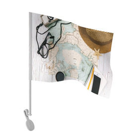 Флаг для автомобиля с принтом Тайна путешествия в Кировске, 100% полиэстер | Размер: 30*21 см | авантюра | карта | путешественник | турист