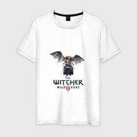Мужская футболка хлопок с принтом Ведьмак в Кировске, 100% хлопок | прямой крой, круглый вырез горловины, длина до линии бедер, слегка спущенное плечо. | wild hunt | witcher | witcher3 | ведьмак | дикая охота