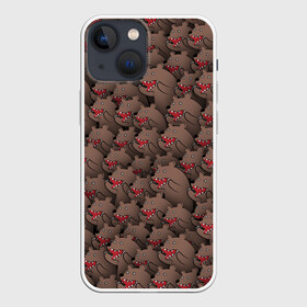 Чехол для iPhone 13 mini с принтом Медведи мемы в Кировске,  |  | из кустов | комикс | коричневый | медведь | мем | мишки | паттерн | толпа