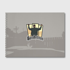 Альбом для рисования с принтом GTA SA - Райдер v2 в Кировске, 100% бумага
 | матовая бумага, плотность 200 мг. | carl johnson | grand theft auto | gta | los santos | sa | san andreas | гта