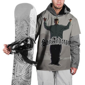 Накидка на куртку 3D с принтом GTA SA - Райдер в Кировске, 100% полиэстер |  | Тематика изображения на принте: carl johnson | grand theft auto | gta | los santos | sa | san andreas | гта