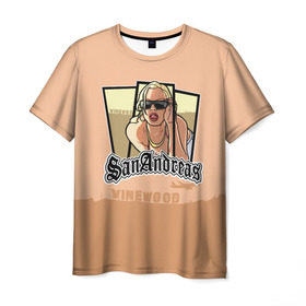 Мужская футболка 3D с принтом GTA SA - Betina в Кировске, 100% полиэфир | прямой крой, круглый вырез горловины, длина до линии бедер | carl johnson | grand theft auto | gta | los santos | sa | san andreas | гта