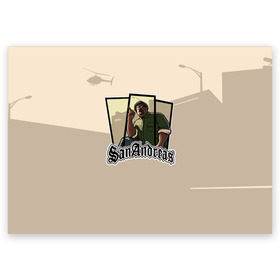Поздравительная открытка с принтом GTA SA - Big Smoke в Кировске, 100% бумага | плотность бумаги 280 г/м2, матовая, на обратной стороне линовка и место для марки
 | Тематика изображения на принте: carl johnson | grand theft auto | gta | los santos | sa | san andreas | гта