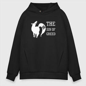 Мужское худи Oversize хлопок с принтом The sin of greed в Кировске, френч-терри — 70% хлопок, 30% полиэстер. Мягкий теплый начес внутри —100% хлопок | боковые карманы, эластичные манжеты и нижняя кромка, капюшон на магнитной кнопке | Тематика изображения на принте: anime | nanatsu no taizai | seven deadly sins | аниме