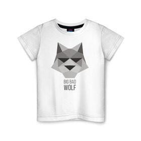 Детская футболка хлопок с принтом Big Bad Wolf в Кировске, 100% хлопок | круглый вырез горловины, полуприлегающий силуэт, длина до линии бедер | duck sauce | абстракция | большой | вой | волк | животное | заяц | крутая | крутой | ну погоди | песня | серый | треугольник | хищник