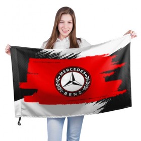 Флаг 3D с принтом Mercedes Sport в Кировске, 100% полиэстер | плотность ткани — 95 г/м2, размер — 67 х 109 см. Принт наносится с одной стороны | 