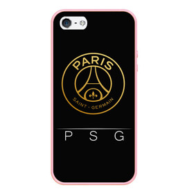 Чехол для iPhone 5/5S матовый с принтом PSG Gold в Кировске, Силикон | Область печати: задняя сторона чехла, без боковых панелей | champions | france | germain | gold | league | neymar | paris | psg | saint | лига | псж | франция | чемпионов