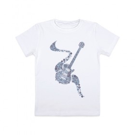 Детская футболка хлопок с принтом Гитара в Кировске, 100% хлопок | круглый вырез горловины, полуприлегающий силуэт, длина до линии бедер | Тематика изображения на принте: гитара | инструмент | круги | кружева | музыка | рок | стиль