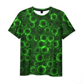 Мужская футболка 3D с принтом Пузыри в Кировске, 100% полиэфир | прямой крой, круглый вырез горловины, длина до линии бедер | абстракт | зеленый | кокон | пузыри