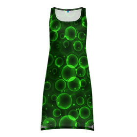 Платье-майка 3D с принтом Пузыри в Кировске, 100% полиэстер | полуприлегающий силуэт, широкие бретели, круглый вырез горловины, удлиненный подол сзади. | абстракт | зеленый | кокон | пузыри