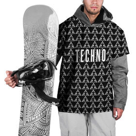 Накидка на куртку 3D с принтом Techno в Кировске, 100% полиэстер |  | ebm | edm | hi nrg | techno | габбер | даб | детройт | дип | индастриал | италиан | минимал | музыка | синтипоп | тек хаус | техно | фанк | хард | чикаго хаус | шранц | эйсид | электро | электронная