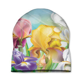 Шапка 3D с принтом Весна в Кировске, 100% полиэстер | универсальный размер, печать по всей поверхности изделия | flower | spring | бабочки | весна | лилия | небо | природа | солнце | цветы