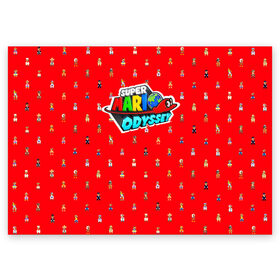 Поздравительная открытка с принтом Super Mario Odyssey в Кировске, 100% бумага | плотность бумаги 280 г/м2, матовая, на обратной стороне линовка и место для марки
 | Тематика изображения на принте: 