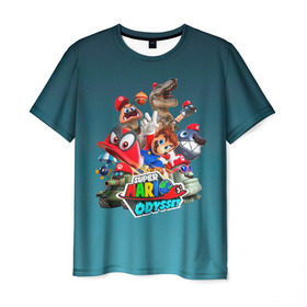 Мужская футболка 3D с принтом Super Mario Odyssey в Кировске, 100% полиэфир | прямой крой, круглый вырез горловины, длина до линии бедер | nintendo | марио | нинтендо