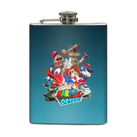 Фляга с принтом Super Mario Odyssey в Кировске, металлический корпус | емкость 0,22 л, размер 125 х 94 мм. Виниловая наклейка запечатывается полностью | nintendo | марио | нинтендо