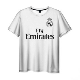Мужская футболка 3D с принтом Реал Мадрид Форма Новая 18/19 в Кировске, 100% полиэфир | прямой крой, круглый вырез горловины, длина до линии бедер | 2019 | cristiano | isco | madrid | real | иско | мадрид | реал | сливочные | форма | футбольная
