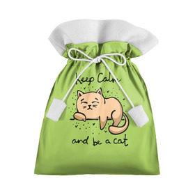 Подарочный 3D мешок с принтом Keep Calm and be a cat в Кировске, 100% полиэстер | Размер: 29*39 см | cat | keep calm | домашние любимцы | животные | котики | котэ | котята | любовь | милые