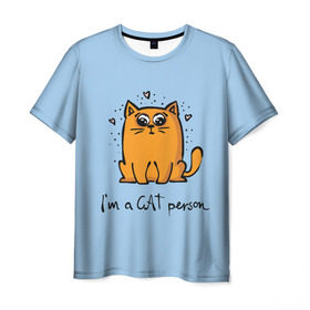 Мужская футболка 3D с принтом I am a Cat Person в Кировске, 100% полиэфир | прямой крой, круглый вырез горловины, длина до линии бедер | Тематика изображения на принте: cat | домашние любимцы | животные | котики | котэ | котята | любовь | милые