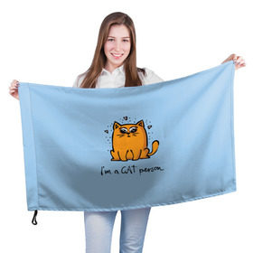 Флаг 3D с принтом I am a Cat Person в Кировске, 100% полиэстер | плотность ткани — 95 г/м2, размер — 67 х 109 см. Принт наносится с одной стороны | Тематика изображения на принте: cat | домашние любимцы | животные | котики | котэ | котята | любовь | милые