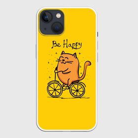 Чехол для iPhone 13 с принтом Be Happy,cat в Кировске,  |  | Тематика изображения на принте: cat | домашние любимцы | животные | котики | котэ | котята | любовь | милые