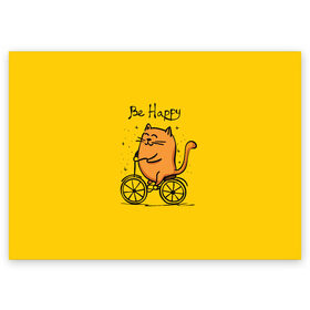 Поздравительная открытка с принтом Be Happy,cat в Кировске, 100% бумага | плотность бумаги 280 г/м2, матовая, на обратной стороне линовка и место для марки
 | cat | домашние любимцы | животные | котики | котэ | котята | любовь | милые