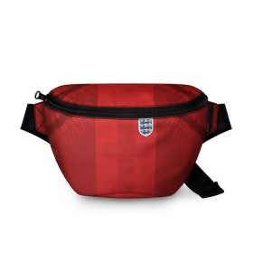 Поясная сумка 3D с принтом England away WC 2018 в Кировске, 100% полиэстер | плотная ткань, ремень с регулируемой длиной, внутри несколько карманов для мелочей, основное отделение и карман с обратной стороны сумки застегиваются на молнию | Тематика изображения на принте: cup | england | fifa | russia | world | англия | мира | россия | чемпионат