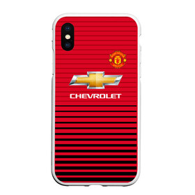 Чехол для iPhone XS Max матовый с принтом Man United Форма Home 18 19 в Кировске, Силикон | Область печати: задняя сторона чехла, без боковых панелей | mu | манчестер юнайтед | мю | форма