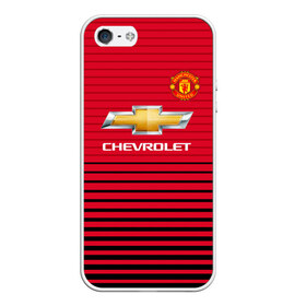 Чехол для iPhone 5/5S матовый с принтом Man United Форма Home 18 19 в Кировске, Силикон | Область печати: задняя сторона чехла, без боковых панелей | mu | манчестер юнайтед | мю | форма