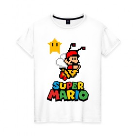 Женская футболка хлопок с принтом Bee Mario в Кировске, 100% хлопок | прямой крой, круглый вырез горловины, длина до линии бедер, слегка спущенное плечо | nintendo | марио | нинтендо