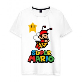 Мужская футболка хлопок с принтом Bee Mario в Кировске, 100% хлопок | прямой крой, круглый вырез горловины, длина до линии бедер, слегка спущенное плечо. | Тематика изображения на принте: nintendo | марио | нинтендо
