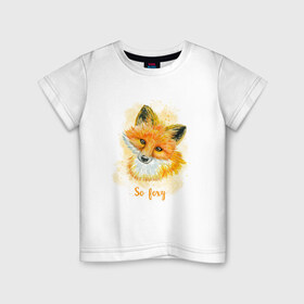 Детская футболка хлопок с принтом Лисичка в Кировске, 100% хлопок | круглый вырез горловины, полуприлегающий силуэт, длина до линии бедер | Тематика изображения на принте: fox | лес | лесной | лис | лиса | лисенок | лисичка | милый | рыжий | хищник