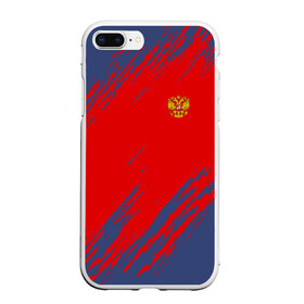 Чехол для iPhone 7Plus/8 Plus матовый с принтом RUSSIA SPORT в Кировске, Силикон | Область печати: задняя сторона чехла, без боковых панелей | russia | белый | болельщик | герб | двуглавый орел | корона | красный | лошадь | модные | надписи | орел | патриот | россия | синий | спорт | спортивные | триколор | униформа | фанат | цвет