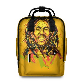 Женский рюкзак 3D с принтом bob marley в Кировске, 100% полиэстер | лямки с регулируемой длиной, сверху ручки, чтобы рюкзак нести как сумку. Основное отделение закрывается на молнию, как и внешний карман. Внутри два дополнительных кармана, один из которых закрывается на молнию. По бокам два дополнительных кармашка, куда поместится маленькая бутылочка
 | гитарист | марли | музыкант | неста | регги | роберт