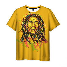 Мужская футболка 3D с принтом bob marley в Кировске, 100% полиэфир | прямой крой, круглый вырез горловины, длина до линии бедер | Тематика изображения на принте: гитарист | марли | музыкант | неста | регги | роберт